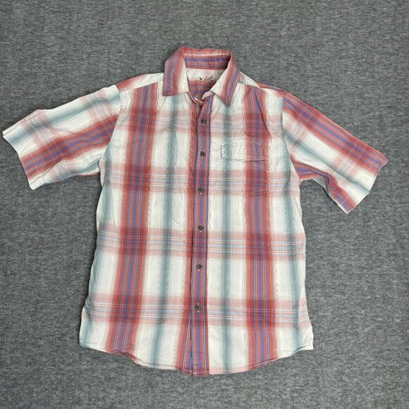 Woolrich Mens Short Sleeve Plaid Shirt Size Small Cotton Polyester Blend Button - Picture 1 of 7